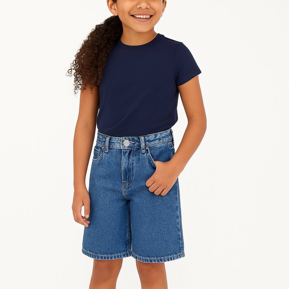 RSQ Girls Carpenter Jorts · Denim Medium Wash Adjustable Waist · Medium 7